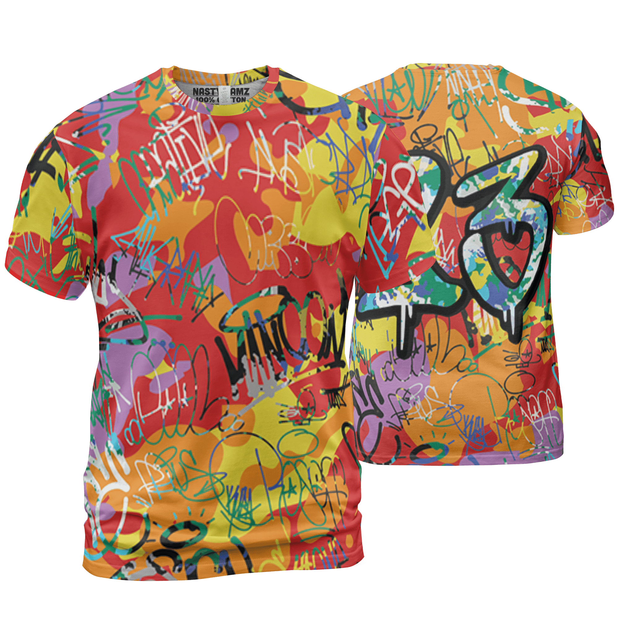 Mid GS Six Championships 1s T Shirt Match 23 Hiphop 3D All-Over Print Graffiti Pattern - NastyJamz