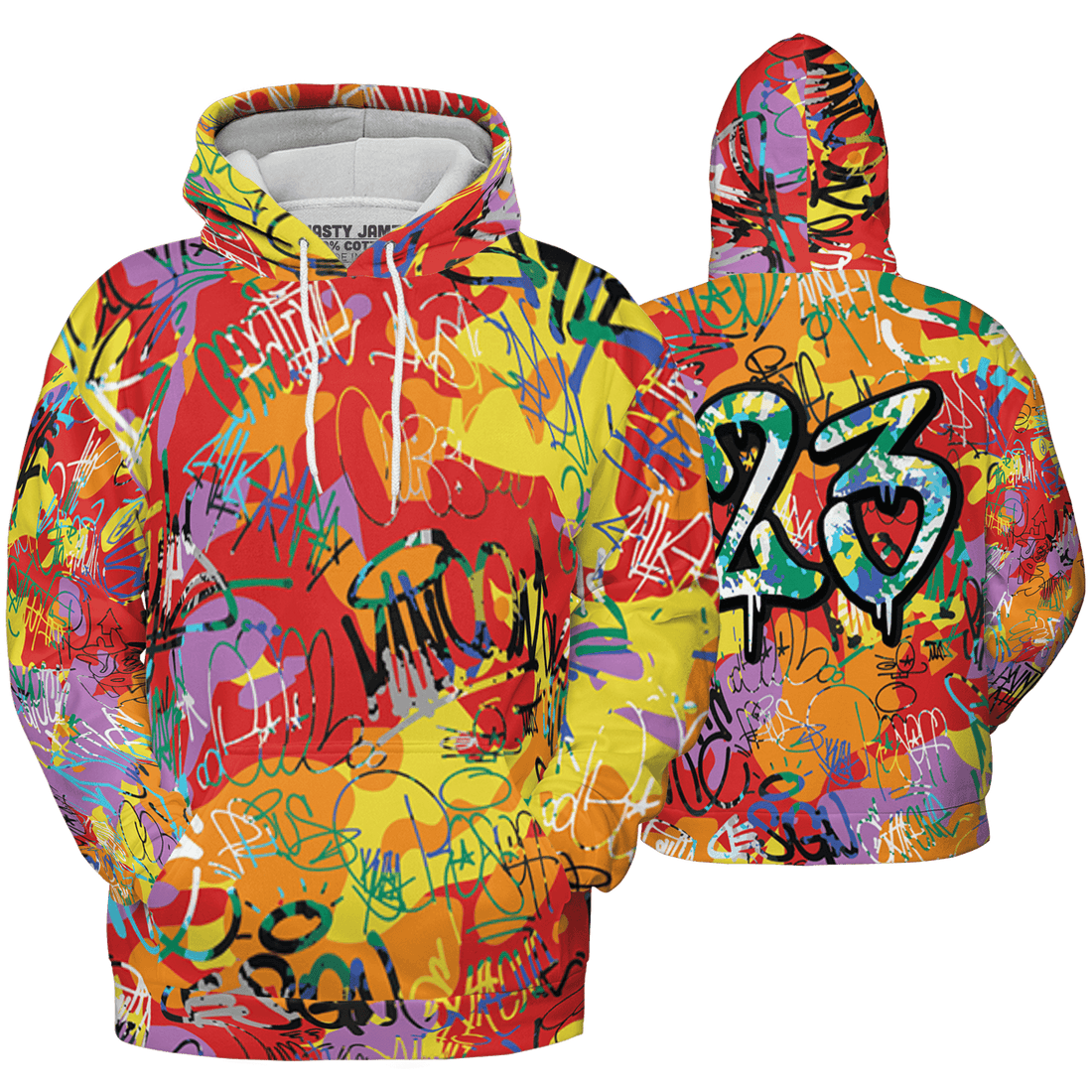 Mid GS Six Championships 1s Hoodie Match 23 Hiphop 3D All-Over Print Graffiti Pattern - NastyJamz