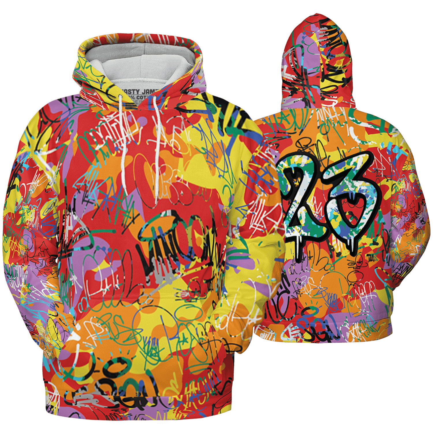 Mid GS Six Championships 1s Hoodie Match 23 Hiphop 3D All-Over Print Graffiti Pattern - NastyJamz