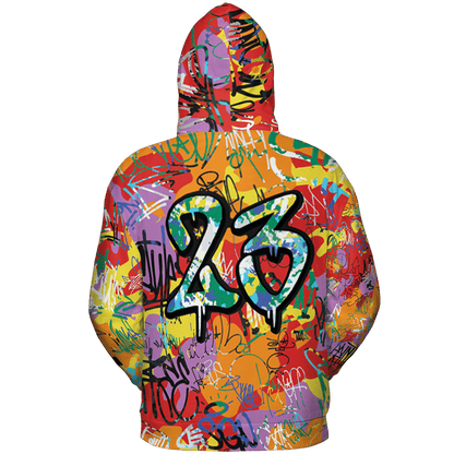 Mid GS Six Championships 1s Hoodie Match 23 Hiphop 3D All-Over Print Graffiti Pattern - NastyJamz