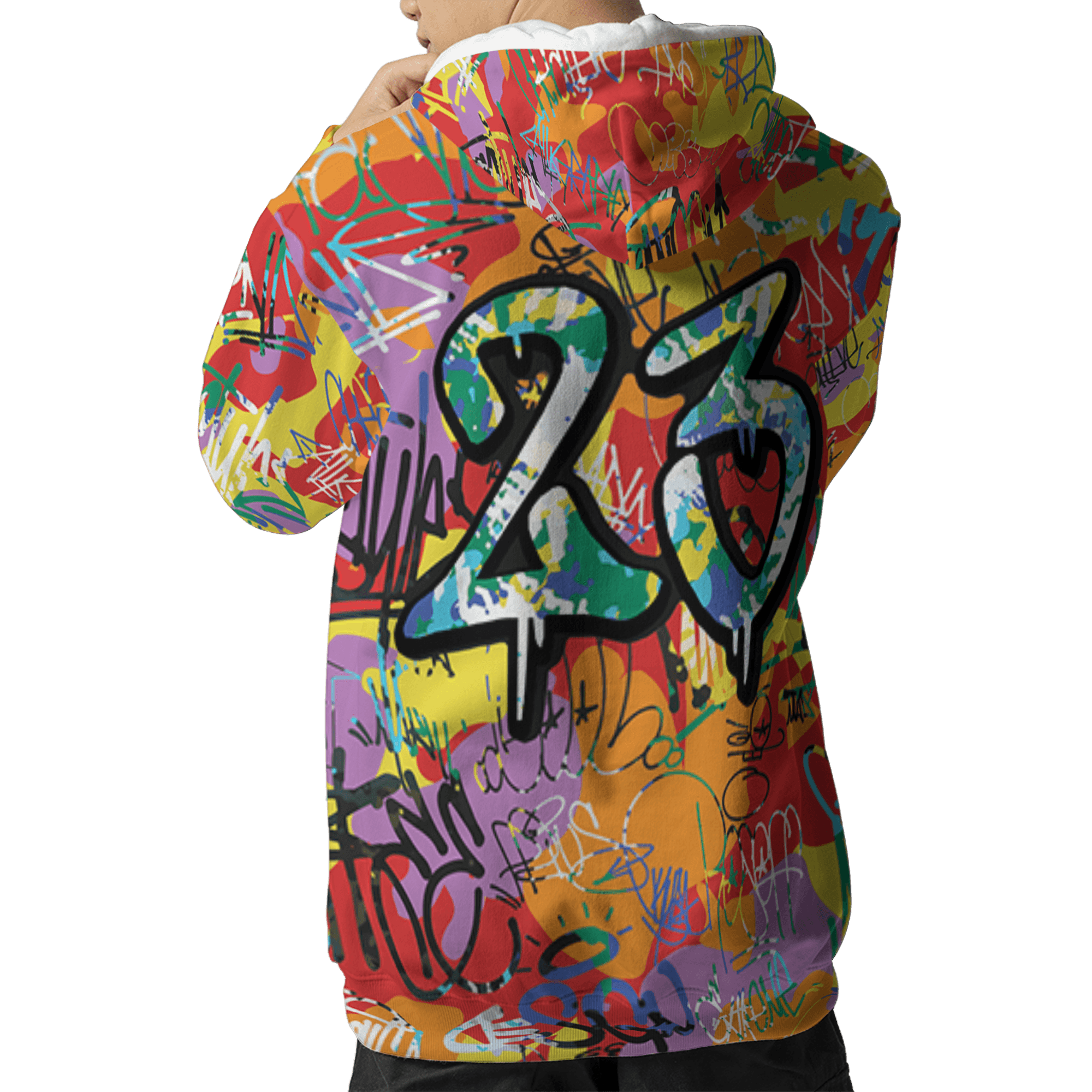 Mid GS Six Championships 1s Hoodie Match 23 Hiphop 3D All-Over Print Graffiti Pattern - NastyJamz