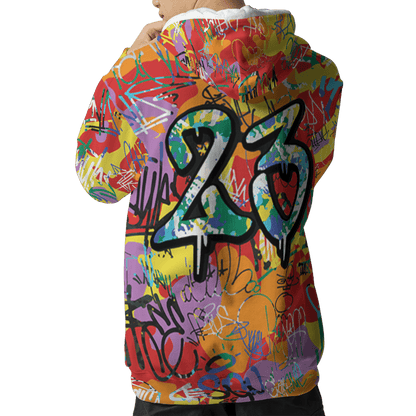 Mid GS Six Championships 1s Hoodie Match 23 Hiphop 3D All-Over Print Graffiti Pattern - NastyJamz