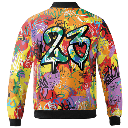 Mid GS Six Championships 1s Jacket Match 23 Hiphop 3D All-Over Print Graffiti Pattern - NastyJamz