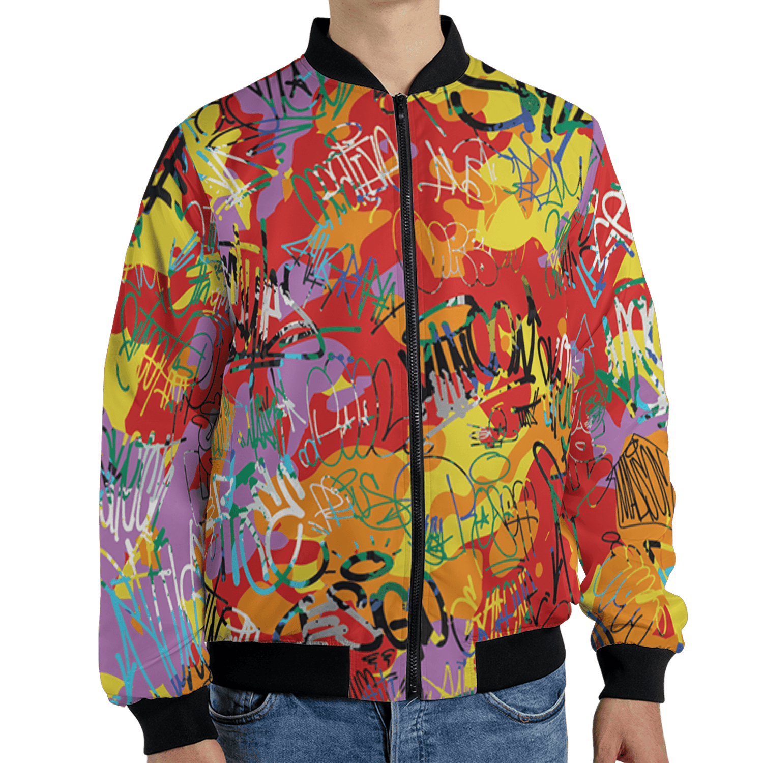 Mid GS Six Championships 1s Jacket Match 23 Hiphop 3D All-Over Print Graffiti Pattern - NastyJamz