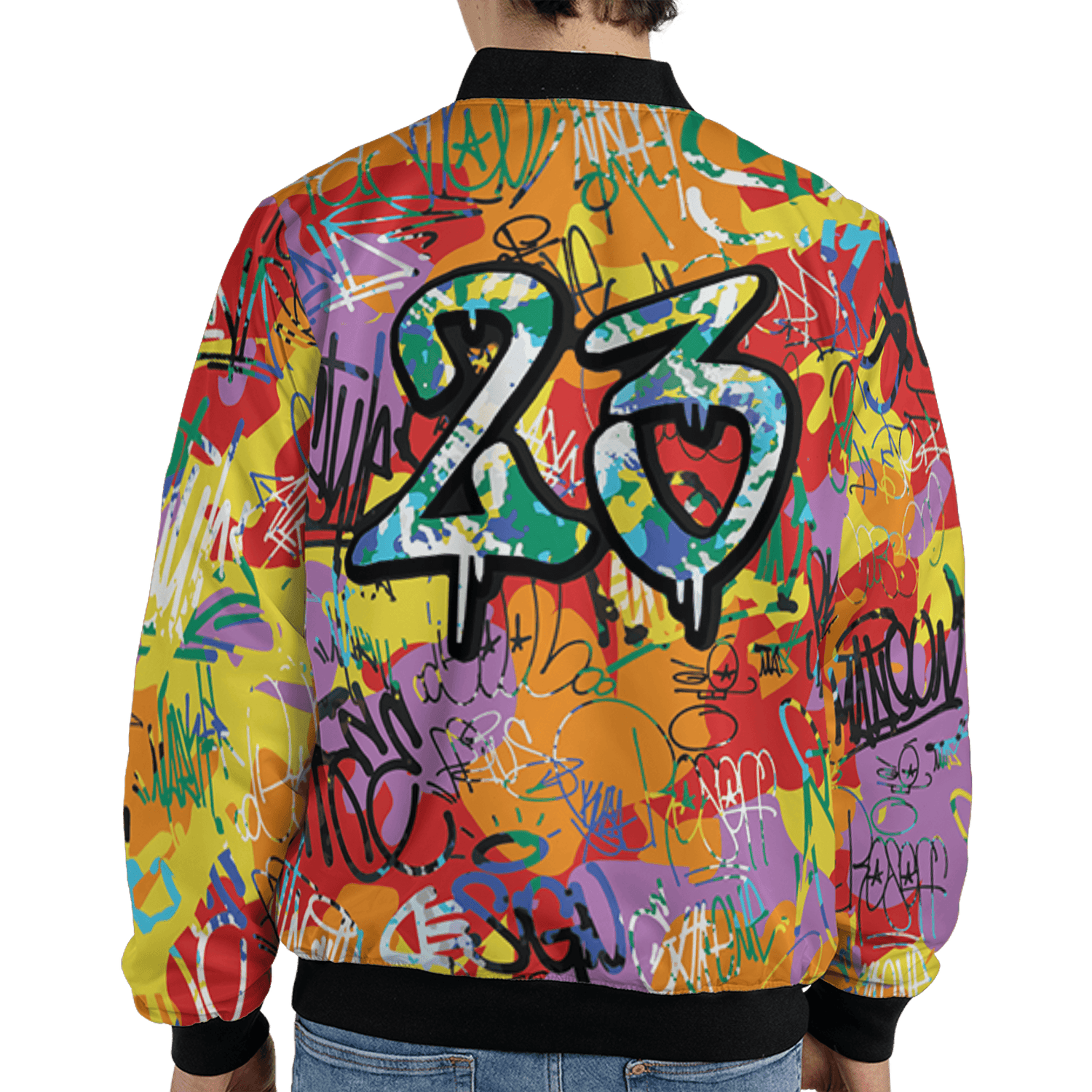 Mid GS Six Championships 1s Jacket Match 23 Hiphop 3D All-Over Print Graffiti Pattern - NastyJamz