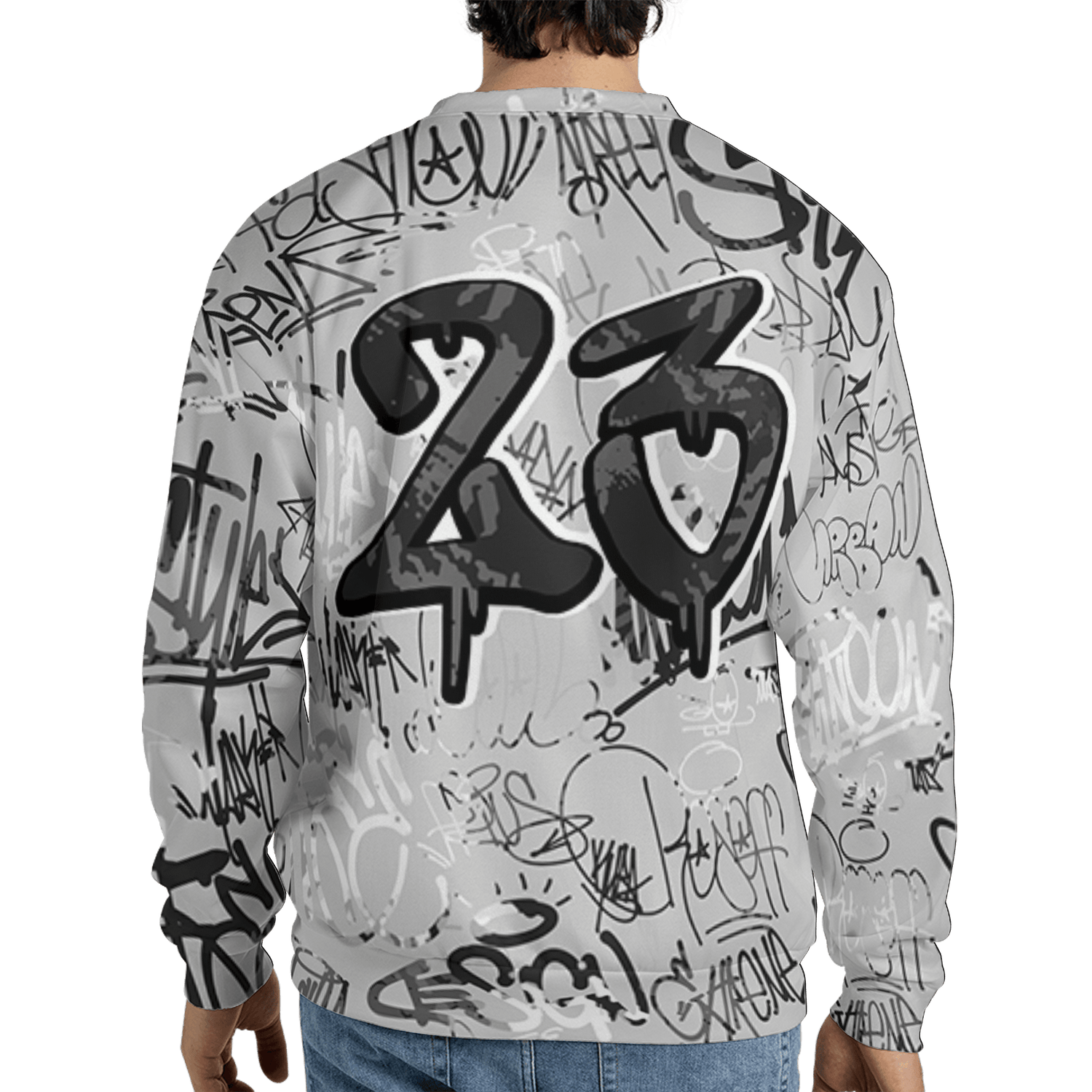 Retro High OG Black White 1s Sweatshirt Match 23 Hiphop 3D All-Over Print Graffiti Pattern - NastyJamz