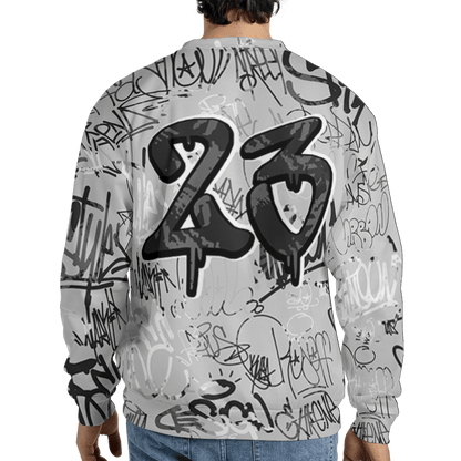 Retro High OG Black White 1s Sweatshirt Match 23 Hiphop 3D All-Over Print Graffiti Pattern - NastyJamz