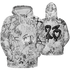 Retro High OG Black White 1s Hoodie Match 23 Hiphop 3D All-Over Print Graffiti Pattern - NastyJamz