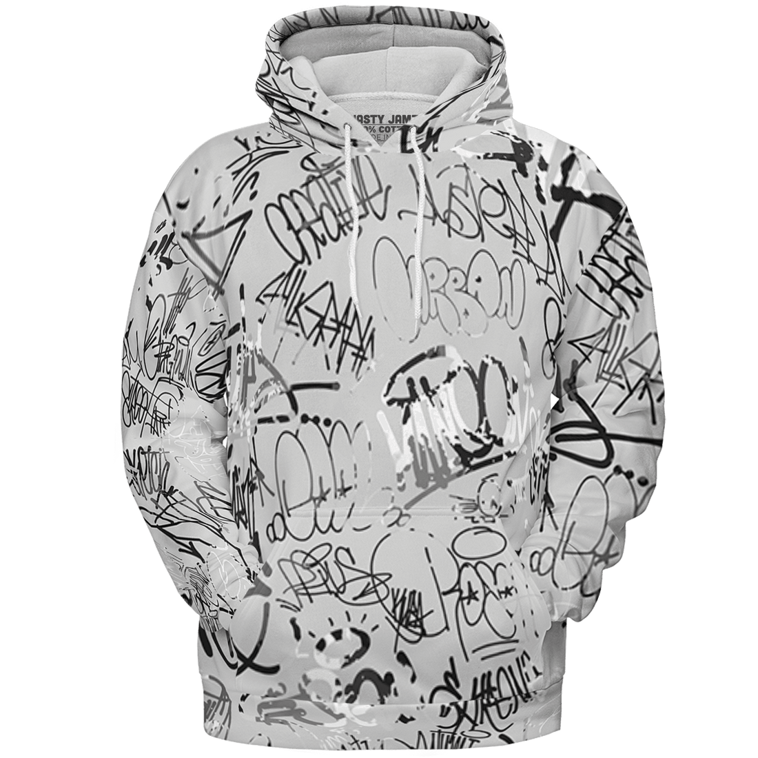 Retro High OG Black White 1s Hoodie Match 23 Hiphop 3D All-Over Print Graffiti Pattern - NastyJamz