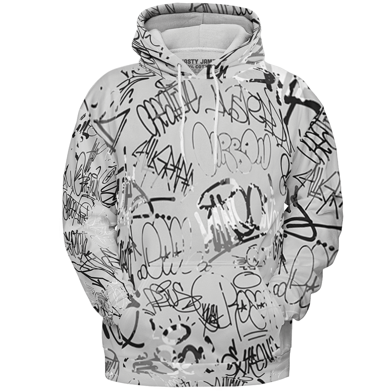 Retro High OG Black White 1s Hoodie Match 23 Hiphop 3D All-Over Print Graffiti Pattern - NastyJamz