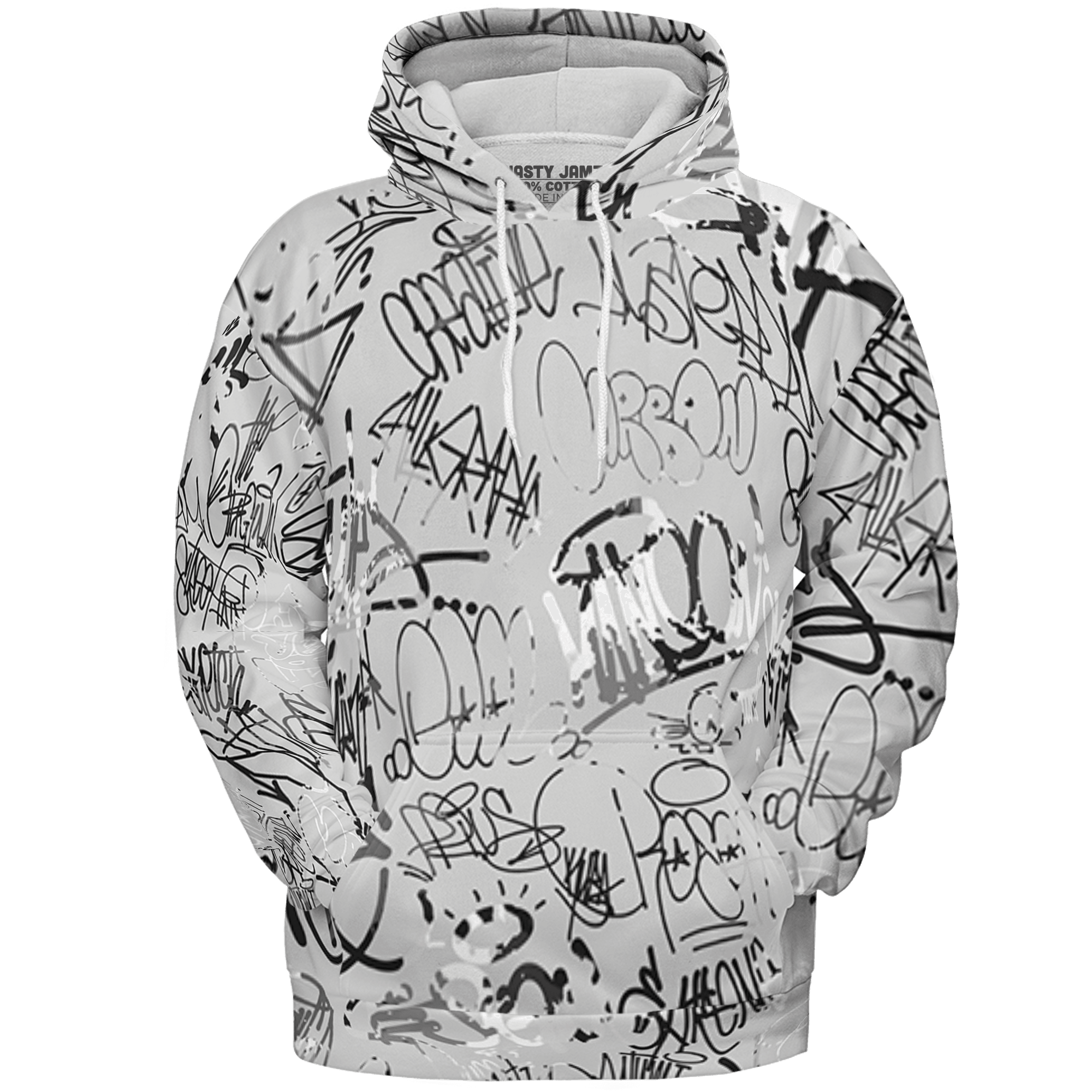 Retro High OG Black White 1s Hoodie Match 23 Hiphop 3D All-Over Print Graffiti Pattern - NastyJamz