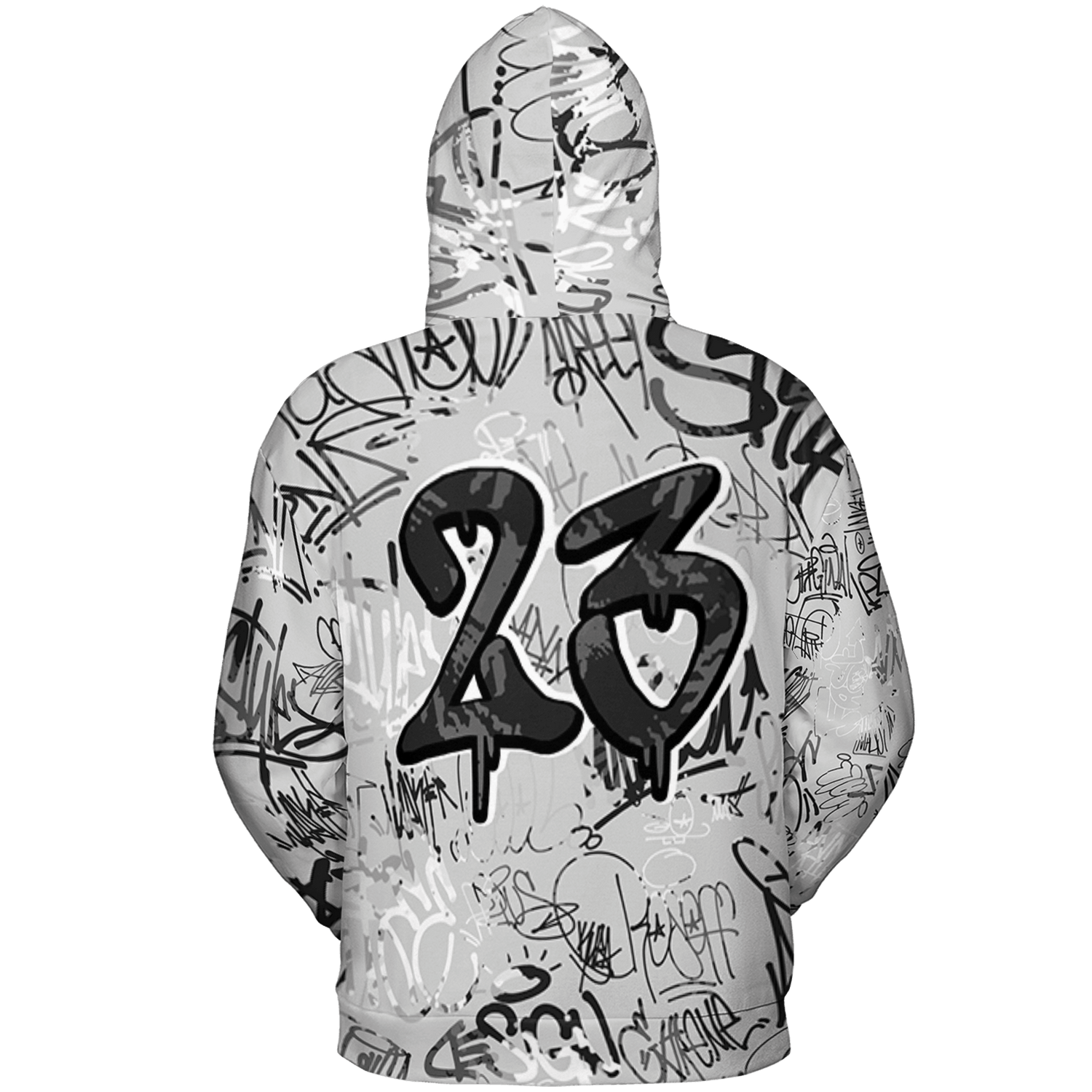 Retro High OG Black White 1s Hoodie Match 23 Hiphop 3D All-Over Print Graffiti Pattern - NastyJamz