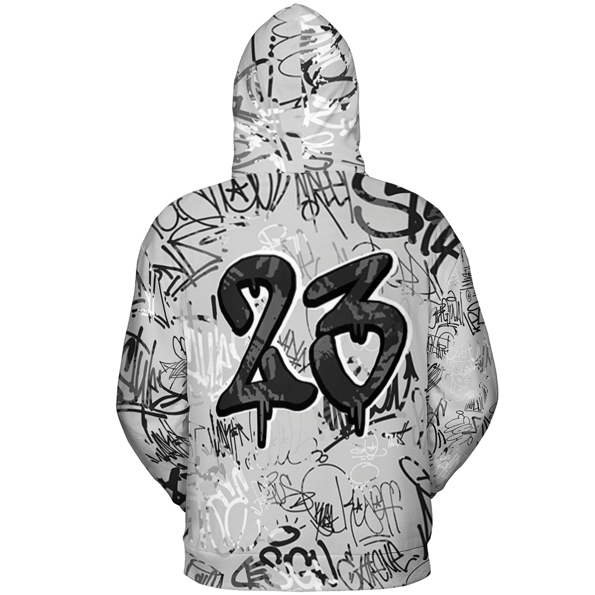 Retro High OG Black White 1s Hoodie Match 23 Hiphop 3D All-Over Print Graffiti Pattern - NastyJamz