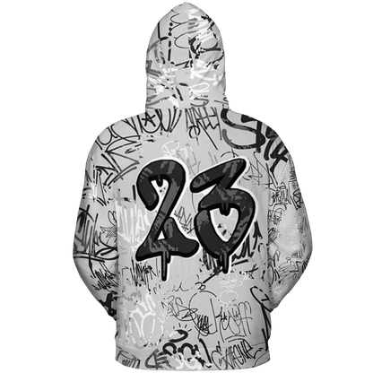 Retro High OG Black White 1s Hoodie Match 23 Hiphop 3D All-Over Print Graffiti Pattern - NastyJamz