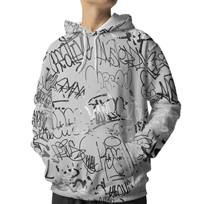 Retro High OG Black White 1s Hoodie Match 23 Hiphop 3D All-Over Print Graffiti Pattern - NastyJamz