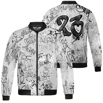 Retro High OG Black White 1s Jacket Match 23 Hiphop 3D All-Over Print Graffiti Pattern - NastyJamz