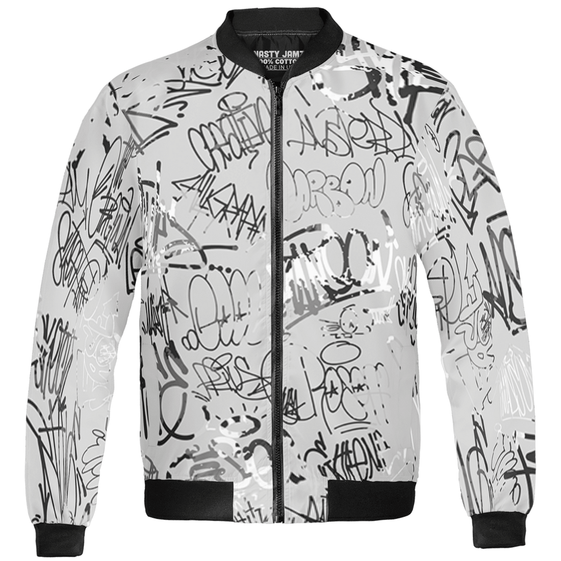 Retro High OG Black White 1s Jacket Match 23 Hiphop 3D All-Over Print Graffiti Pattern - NastyJamz