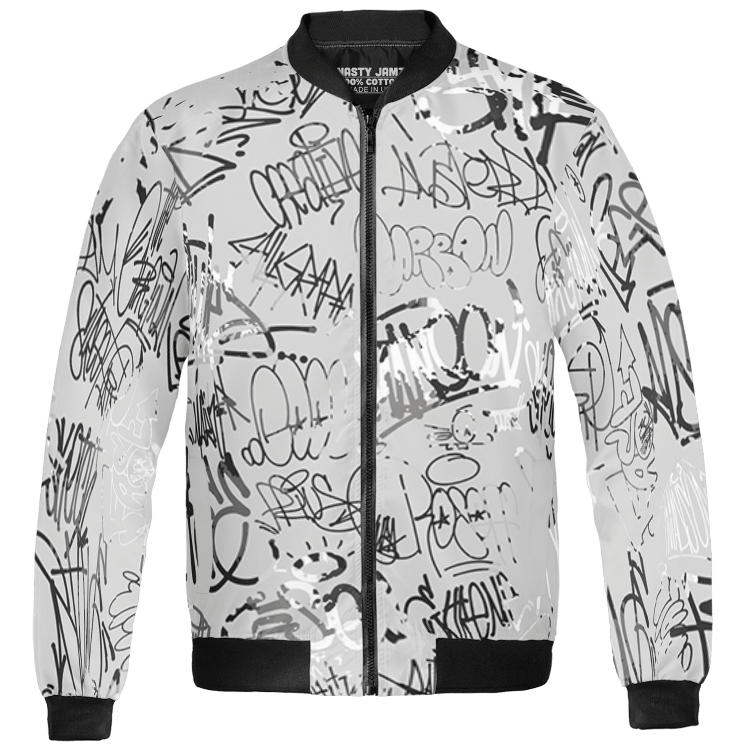 Retro High OG Black White 1s Jacket Match 23 Hiphop 3D All-Over Print Graffiti Pattern - NastyJamz