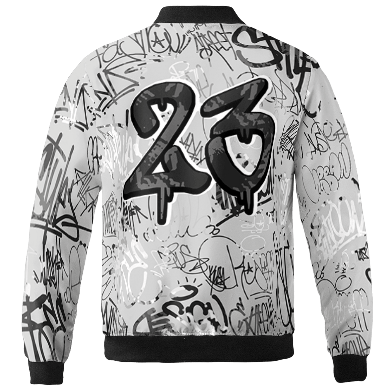 Retro High OG Black White 1s Jacket Match 23 Hiphop 3D All-Over Print Graffiti Pattern - NastyJamz