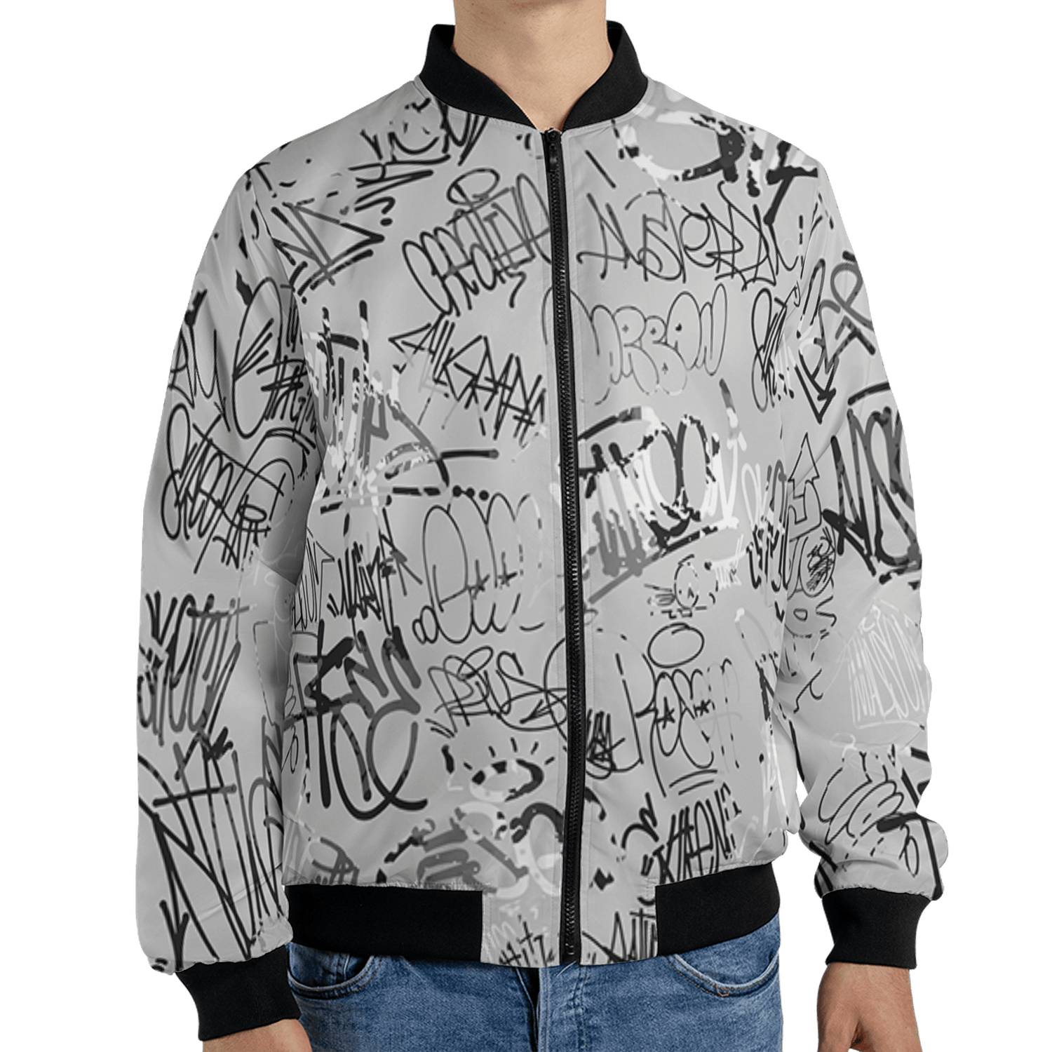 Retro High OG Black White 1s Jacket Match 23 Hiphop 3D All-Over Print Graffiti Pattern - NastyJamz