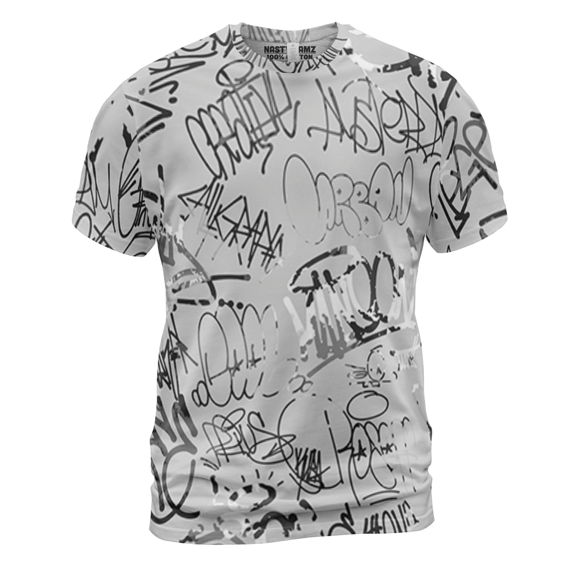 Retro High OG Black White 1s T Shirt Match 23 Hiphop 3D All-Over Print Graffiti Pattern - NastyJamz