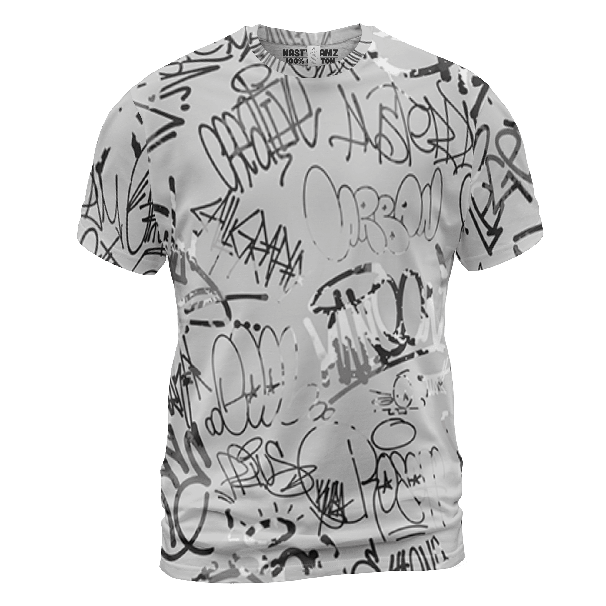 Retro High OG Black White 1s T Shirt Match 23 Hiphop 3D All-Over Print Graffiti Pattern - NastyJamz