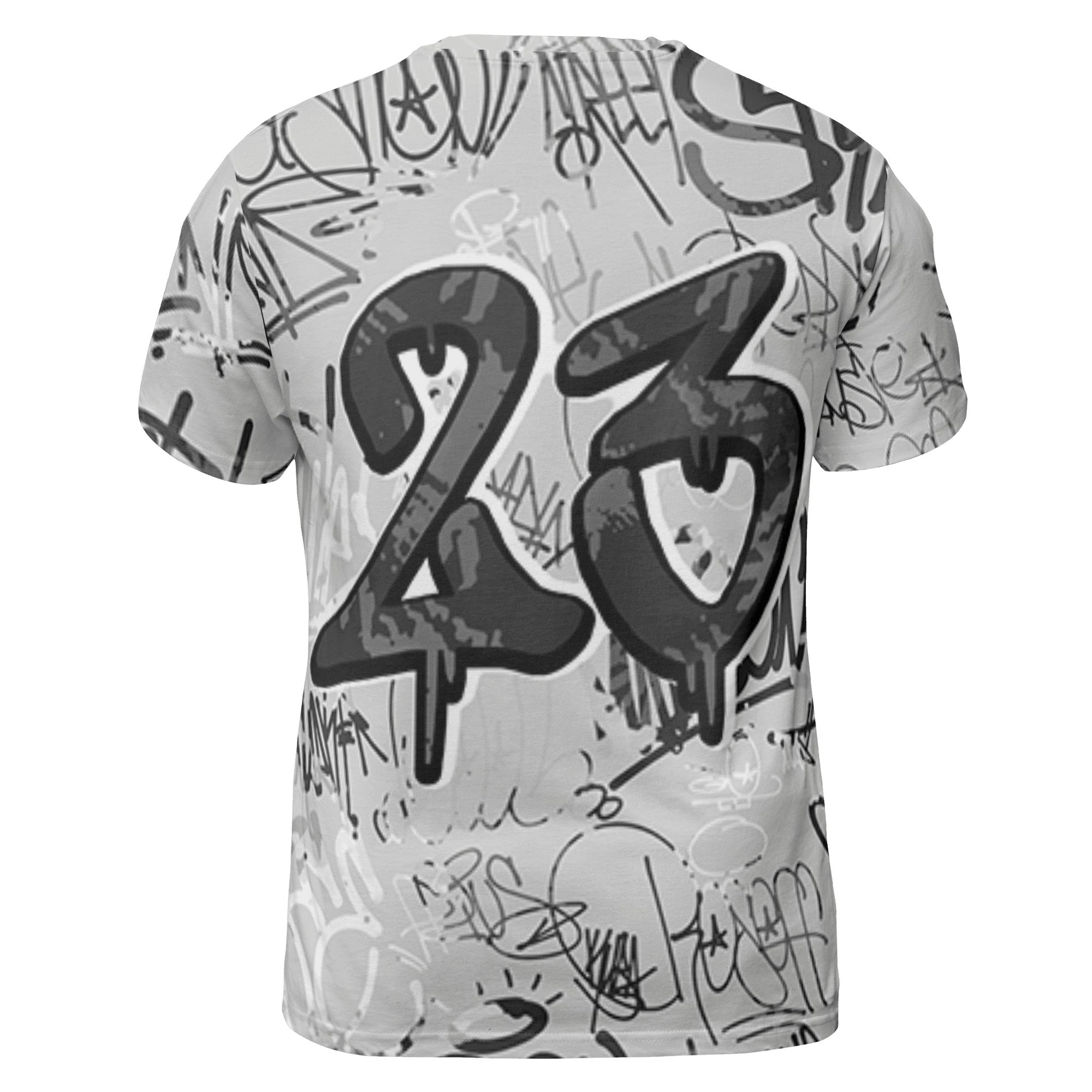 Retro High OG Black White 1s T Shirt Match 23 Hiphop 3D All-Over Print Graffiti Pattern - NastyJamz