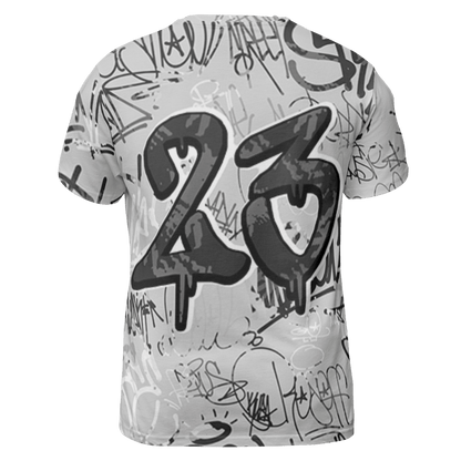 Retro High OG Black White 1s T Shirt Match 23 Hiphop 3D All-Over Print Graffiti Pattern - NastyJamz