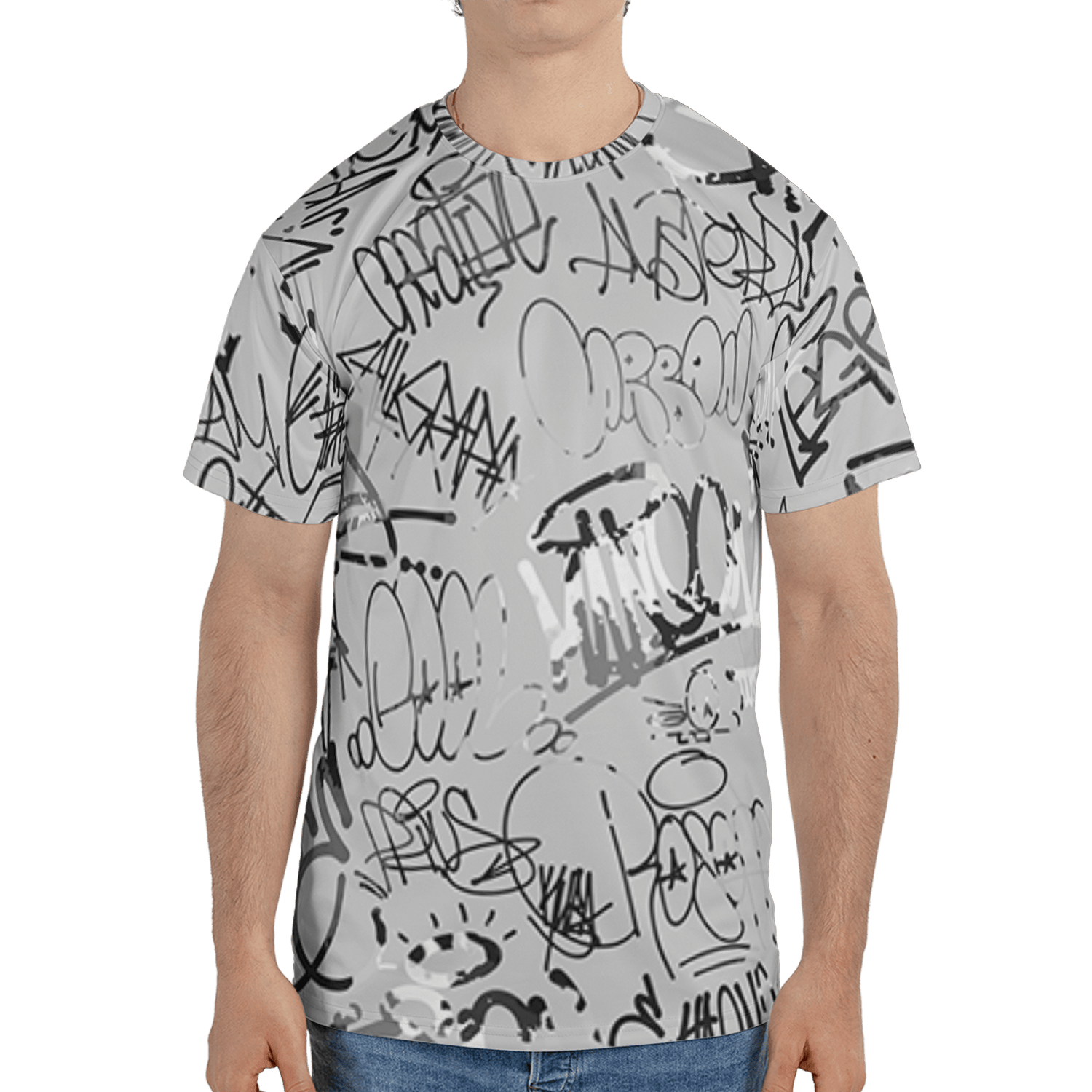 Retro High OG Black White 1s T Shirt Match 23 Hiphop 3D All-Over Print Graffiti Pattern - NastyJamz