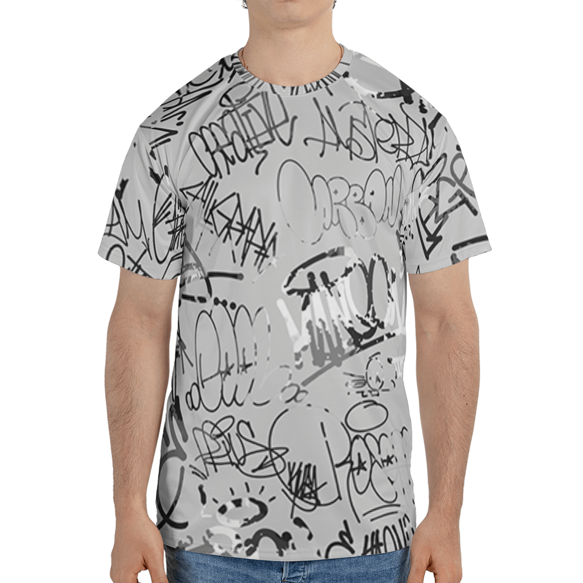 Retro High OG Black White 1s T Shirt Match 23 Hiphop 3D All-Over Print Graffiti Pattern - NastyJamz