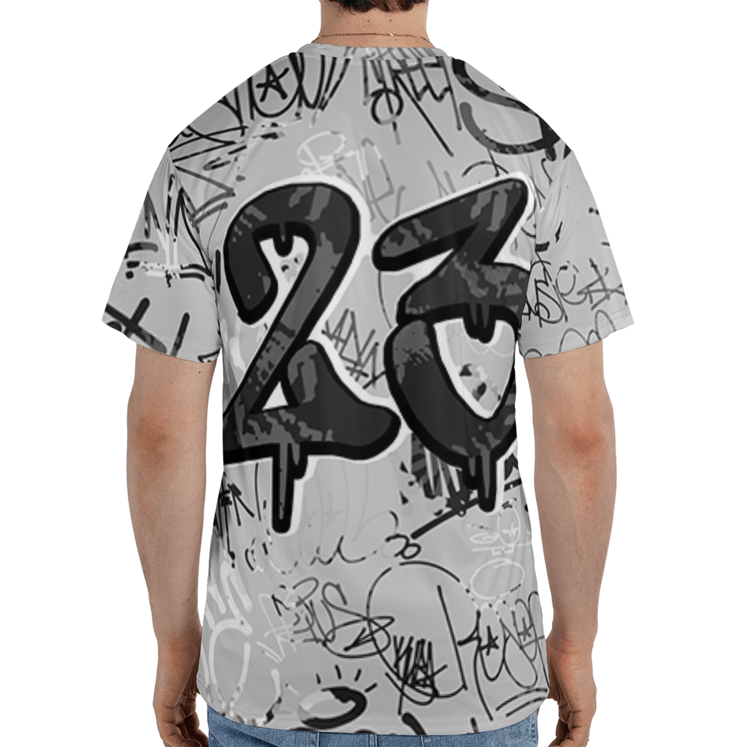 Retro High OG Black White 1s T Shirt Match 23 Hiphop 3D All-Over Print Graffiti Pattern - NastyJamz