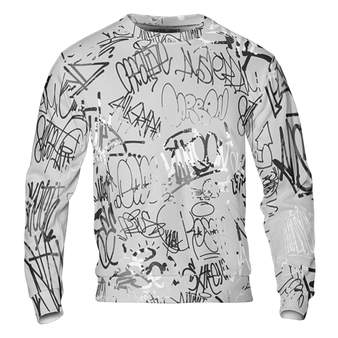 Retro High OG Black White 1s Sweatshirt Match 23 Hiphop 3D All-Over Print Graffiti Pattern - NastyJamz