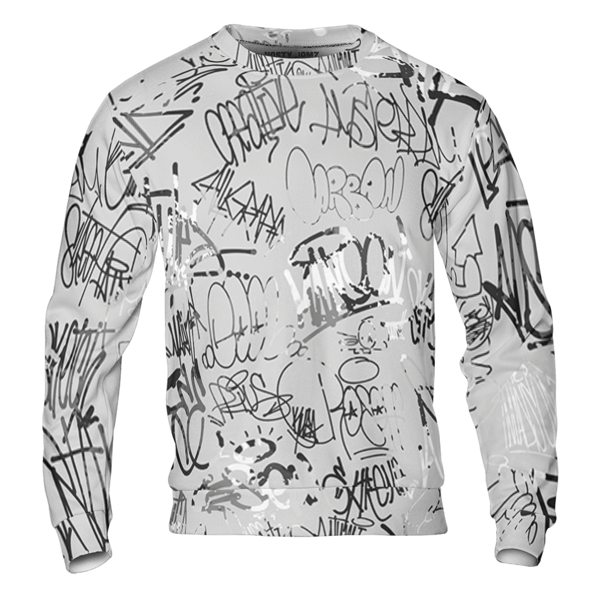 Retro High OG Black White 1s Sweatshirt Match 23 Hiphop 3D All-Over Print Graffiti Pattern - NastyJamz