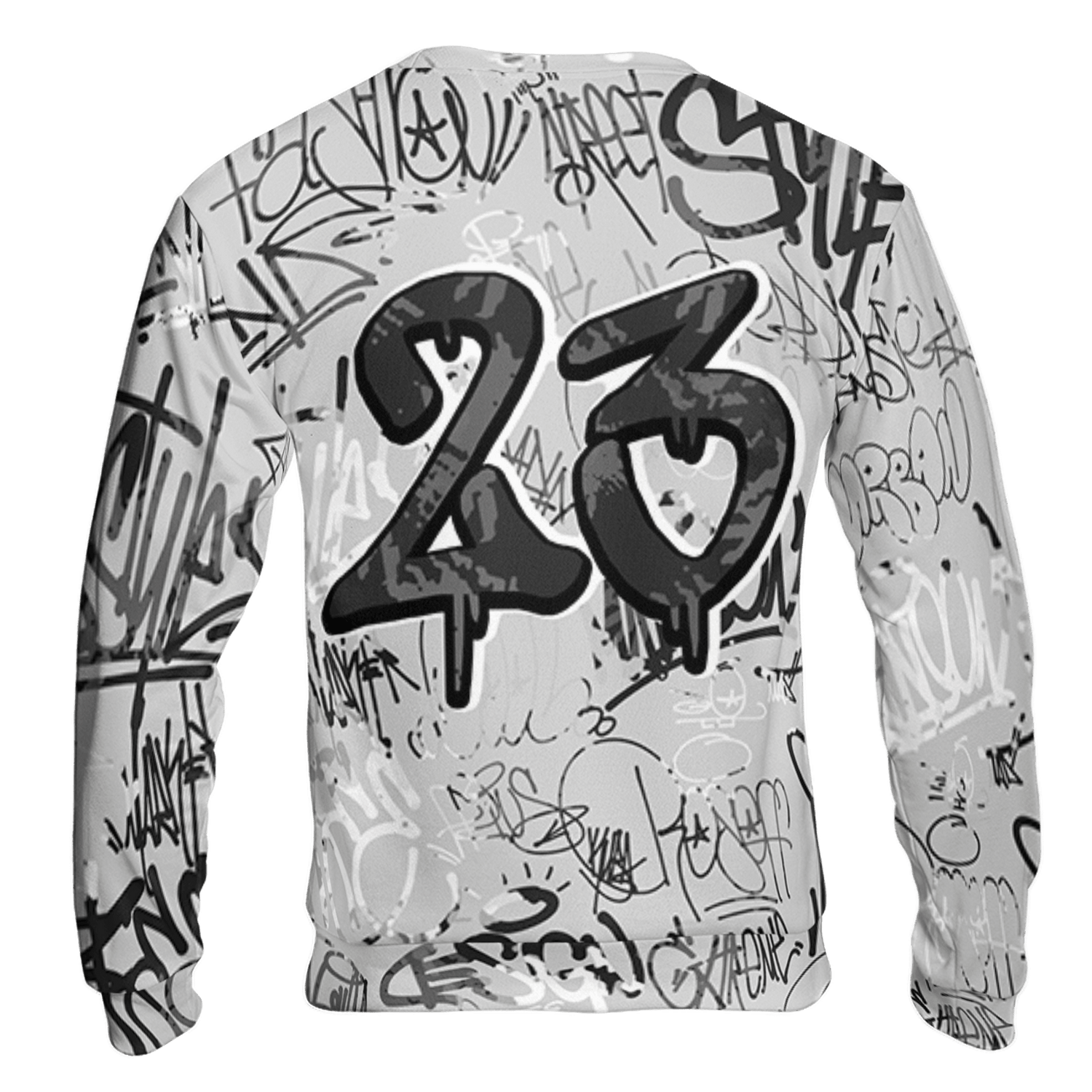 Retro High OG Black White 1s Sweatshirt Match 23 Hiphop 3D All-Over Print Graffiti Pattern - NastyJamz