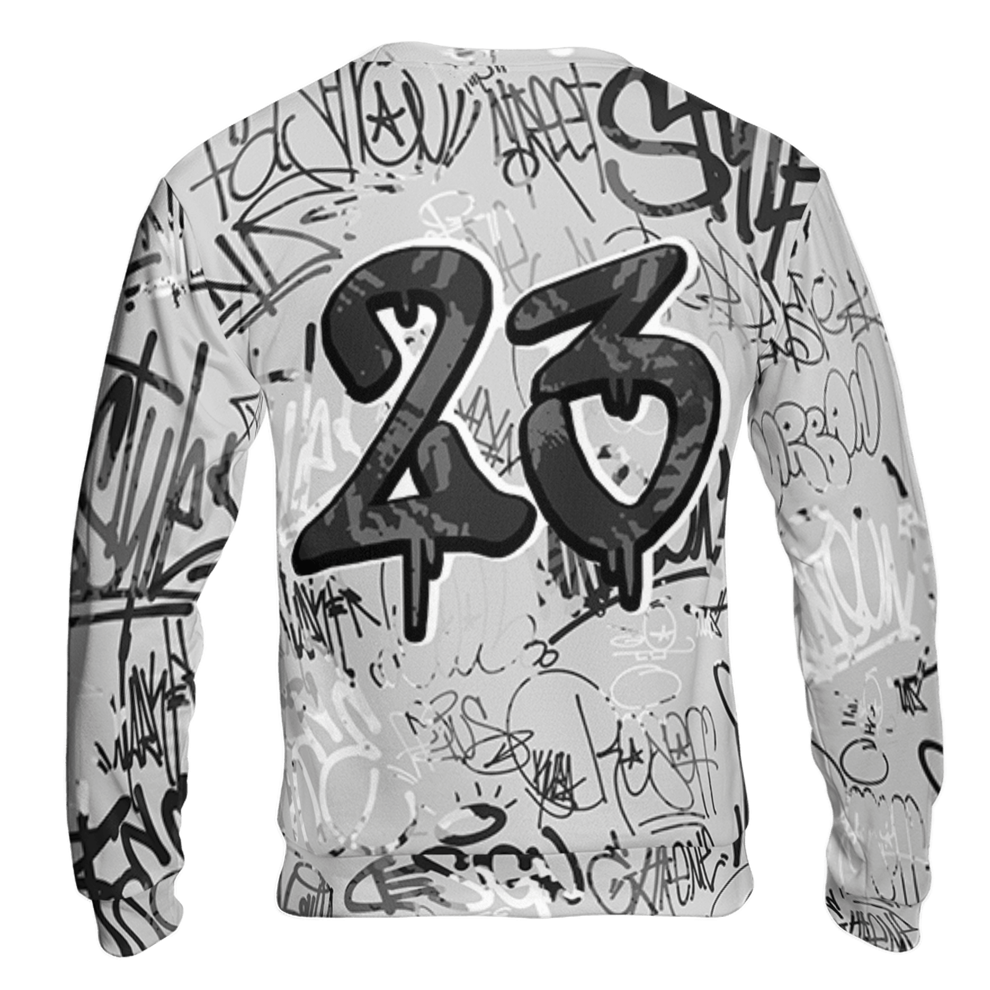 Retro High OG Black White 1s Sweatshirt Match 23 Hiphop 3D All-Over Print Graffiti Pattern - NastyJamz