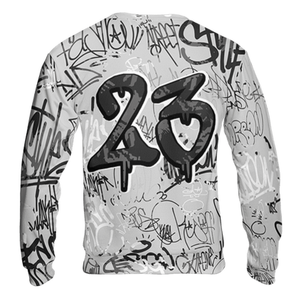 Retro High OG Black White 1s Sweatshirt Match 23 Hiphop 3D All-Over Print Graffiti Pattern - NastyJamz