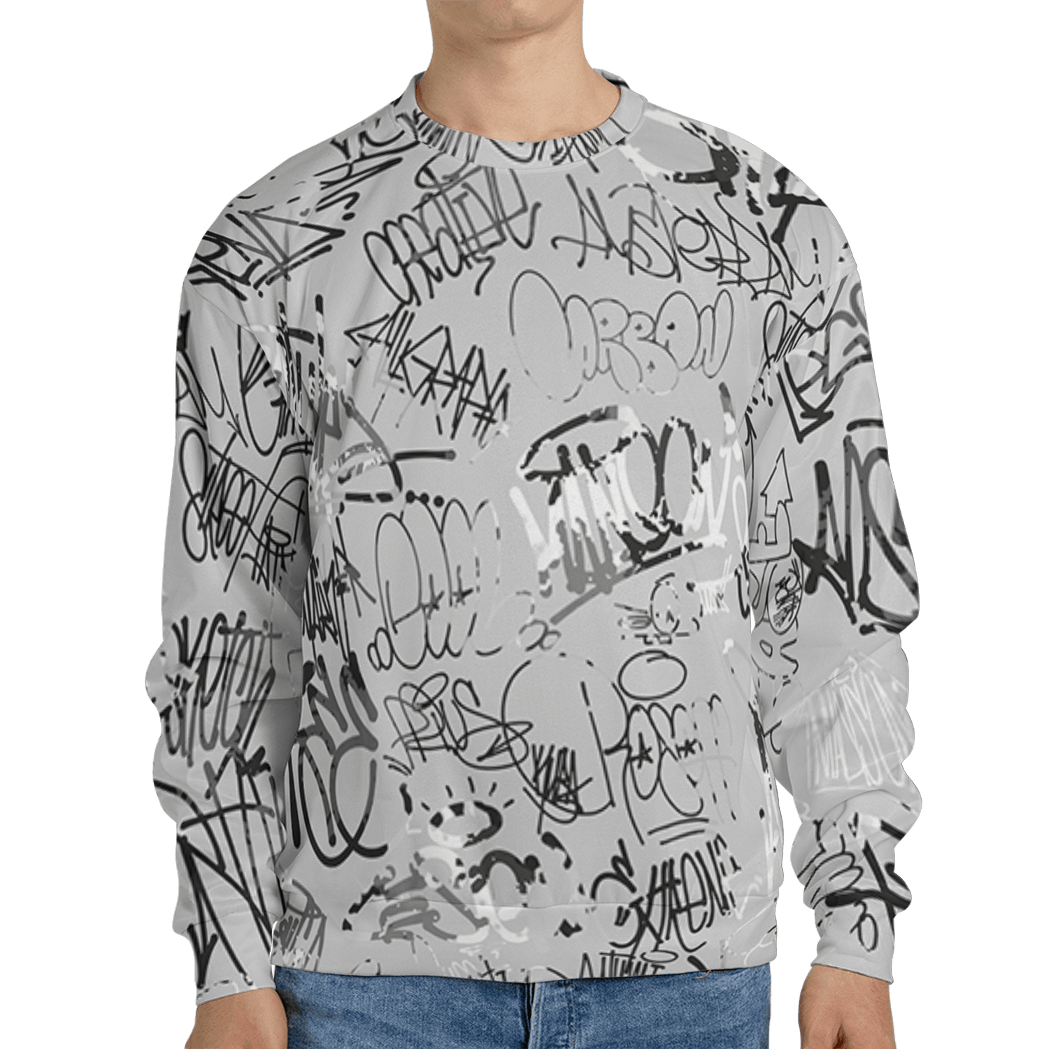 Retro High OG Black White 1s Sweatshirt Match 23 Hiphop 3D All-Over Print Graffiti Pattern - NastyJamz