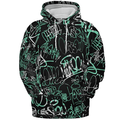 Green Glow 3s Hoodie Match 23 Hiphop 3D All-Over Print Graffiti Pattern - NastyJamz