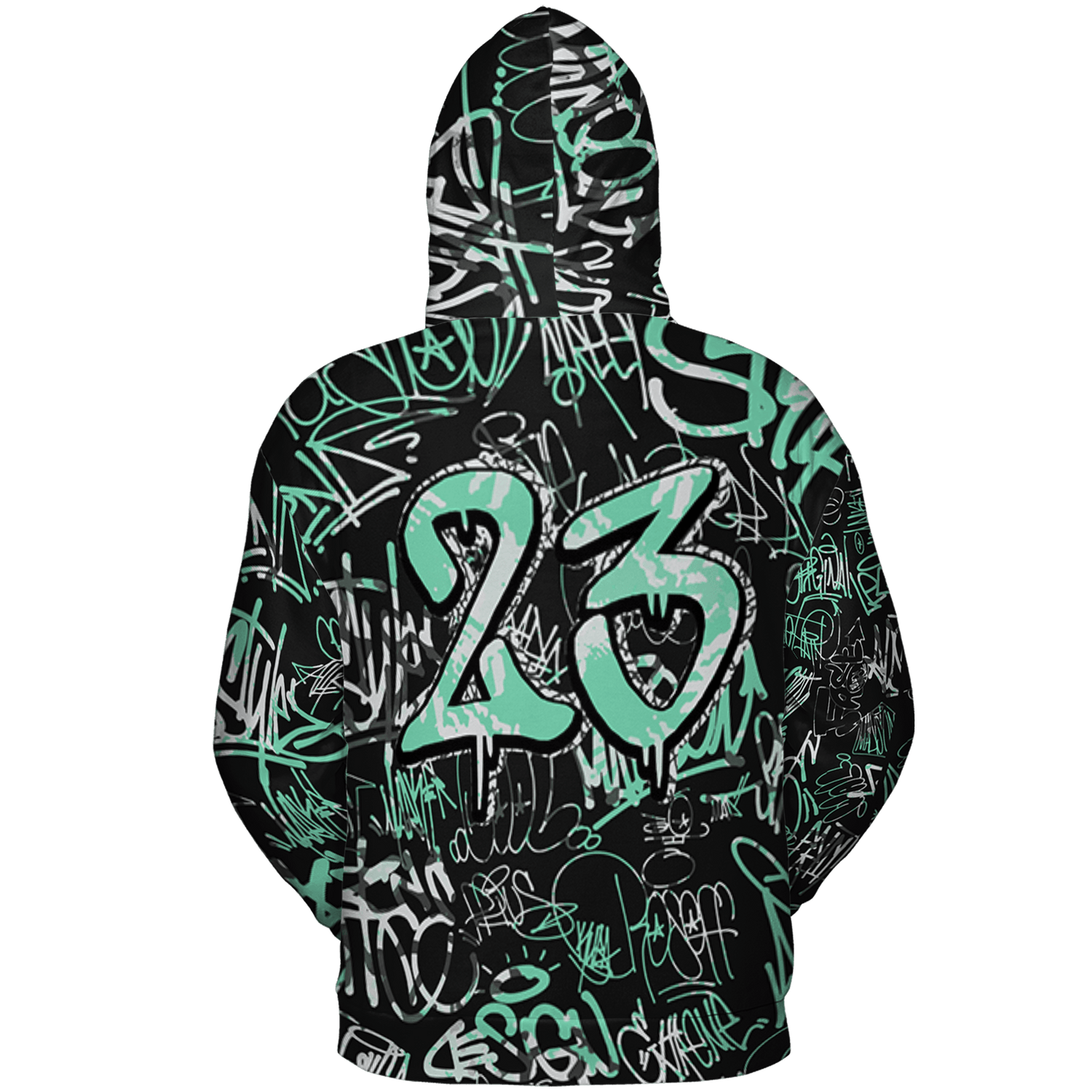 Green Glow 3s Hoodie Match 23 Hiphop 3D All-Over Print Graffiti Pattern - NastyJamz