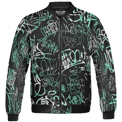 Green Glow 3s Jacket Match 23 Hiphop 3D All-Over Print Graffiti Pattern - NastyJamz