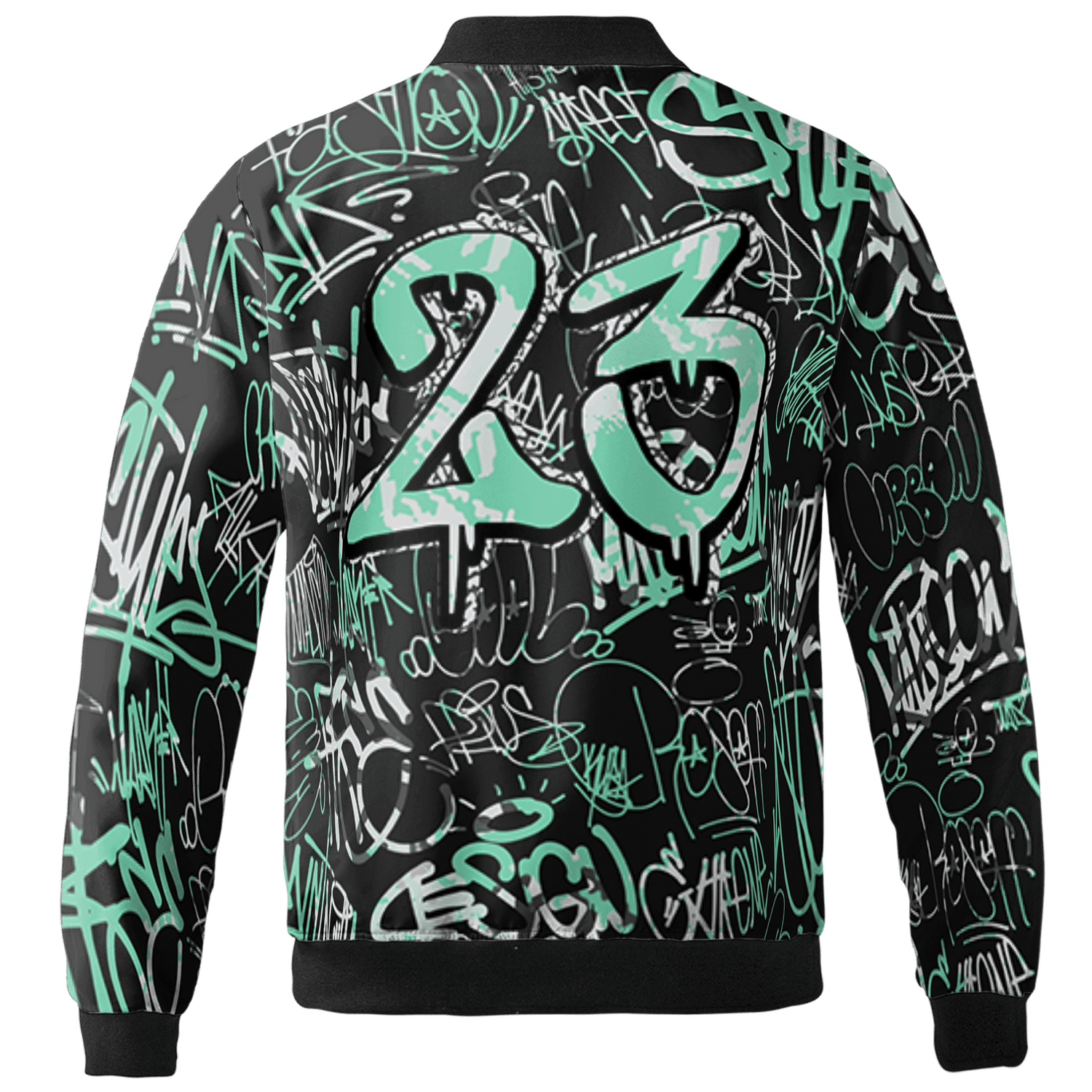 Green Glow 3s Jacket Match 23 Hiphop 3D All-Over Print Graffiti Pattern - NastyJamz