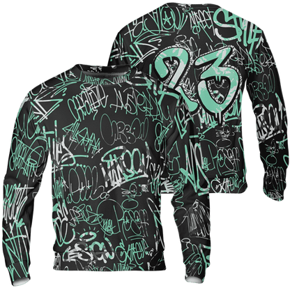 Green Glow 3s Sweatshirt Match 23 Hiphop 3D All-Over Print Graffiti Pattern - NastyJamz