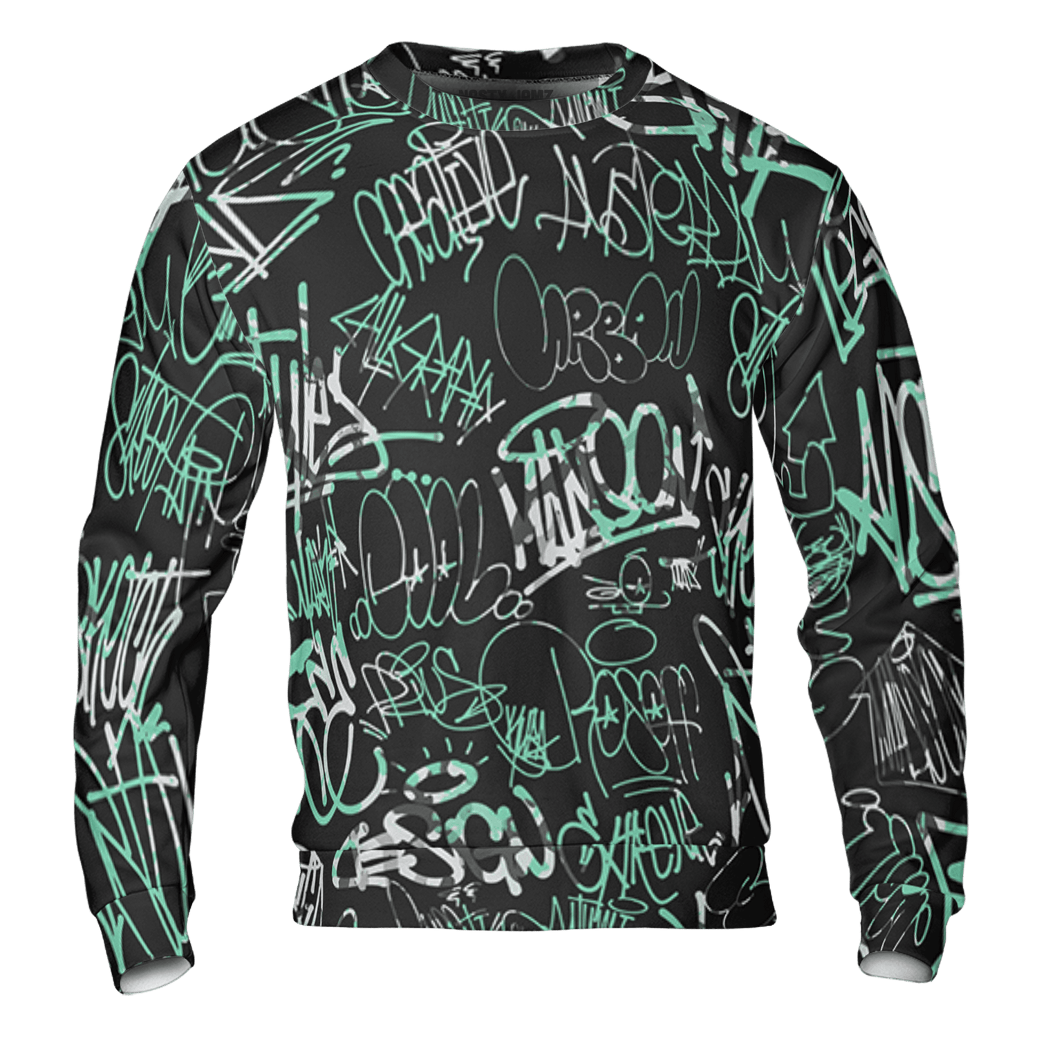 Green Glow 3s Sweatshirt Match 23 Hiphop 3D All-Over Print Graffiti Pattern - NastyJamz