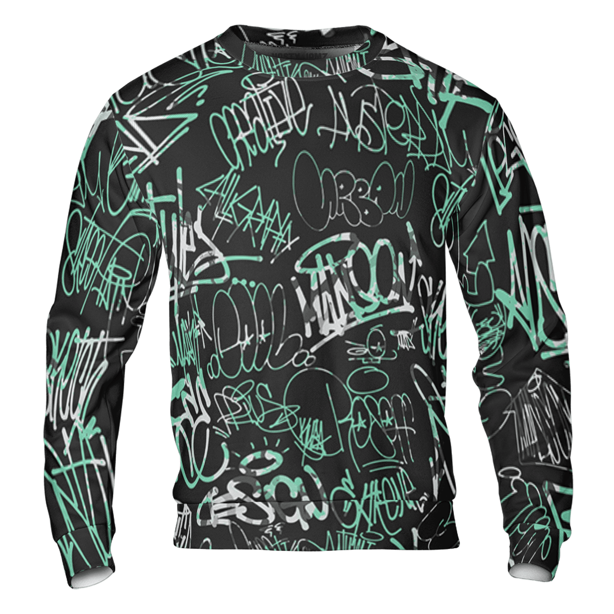 Green Glow 3s Sweatshirt Match 23 Hiphop 3D All-Over Print Graffiti Pattern - NastyJamz