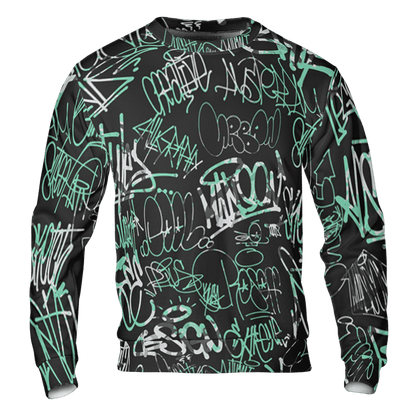 Green Glow 3s Sweatshirt Match 23 Hiphop 3D All-Over Print Graffiti Pattern - NastyJamz