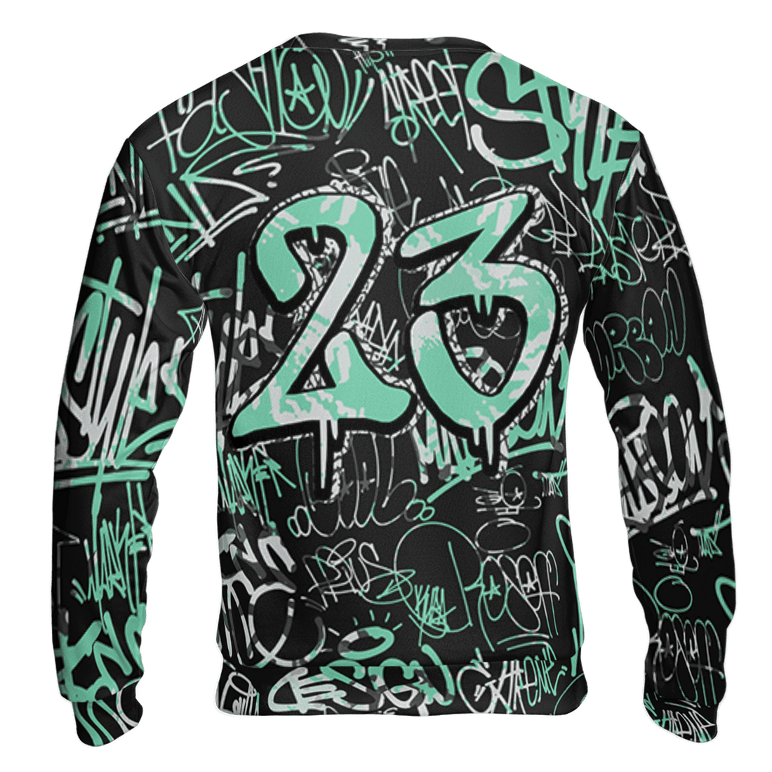 Green Glow 3s Sweatshirt Match 23 Hiphop 3D All-Over Print Graffiti Pattern - NastyJamz