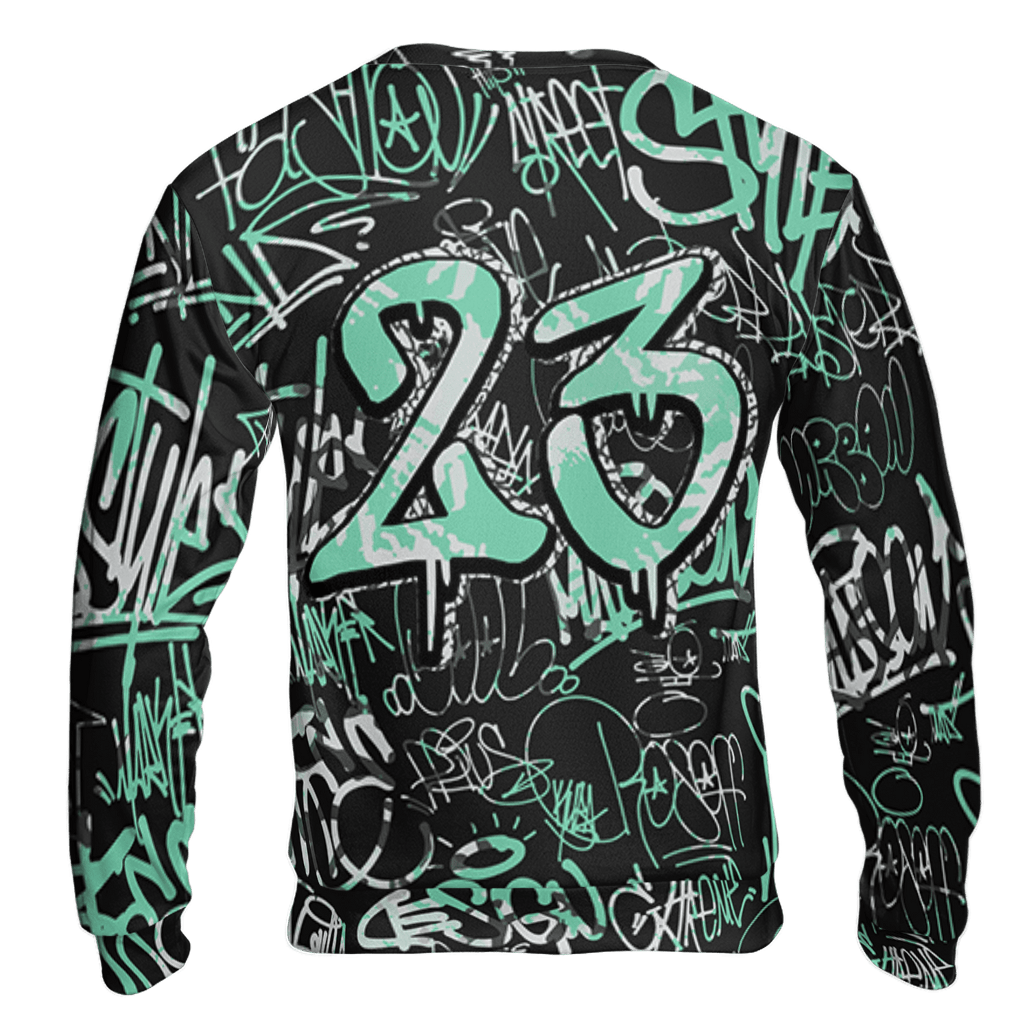 Green Glow 3s Sweatshirt Match 23 Hiphop 3D All-Over Print Graffiti Pattern - NastyJamz