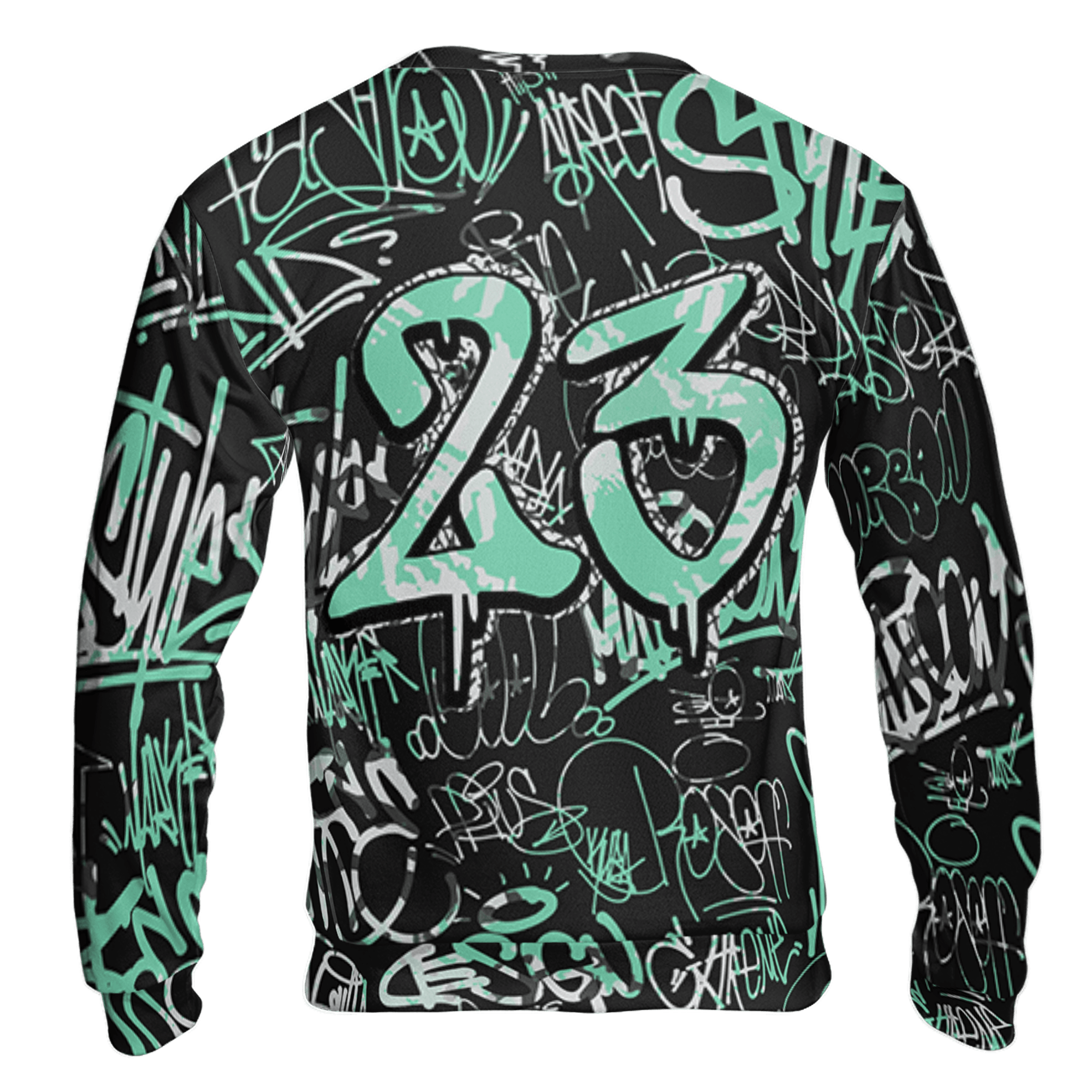Green Glow 3s Sweatshirt Match 23 Hiphop 3D All-Over Print Graffiti Pattern - NastyJamz