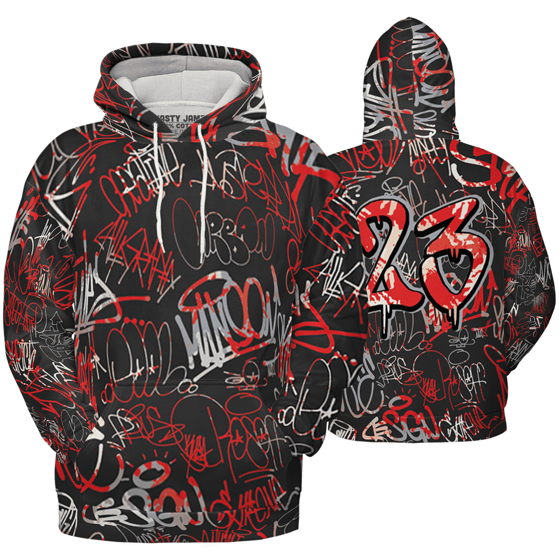 Bred Reimagined 4s Hoodie Match 23 Hiphop 3D All-Over Print Graffiti Pattern - NastyJamz