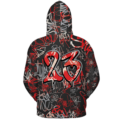 Bred Reimagined 4s Hoodie Match 23 Hiphop 3D All-Over Print Graffiti Pattern - NastyJamz